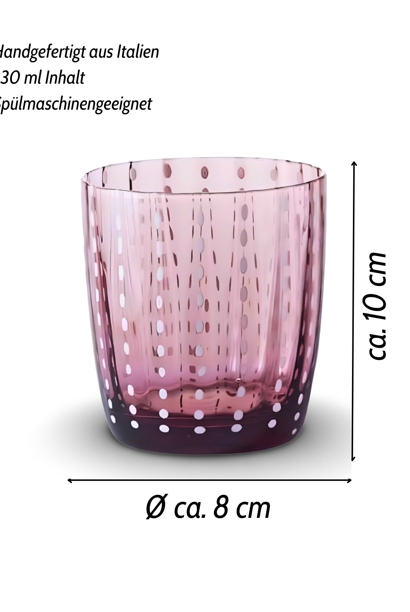 Carnival Trinkglas von Livellara Größe und Durchmesser vom Trinkglas