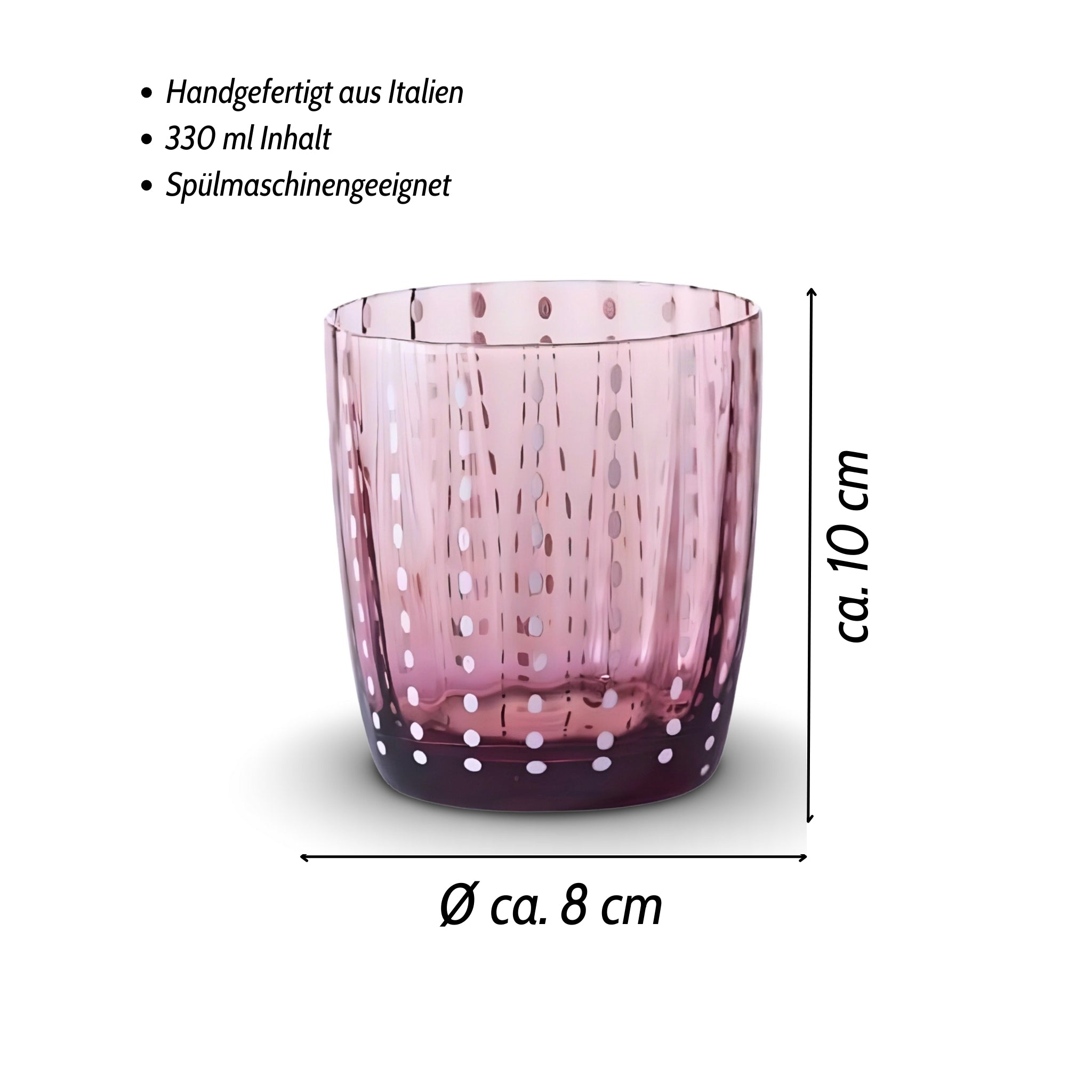 Carnival Trinkglas von Livellara Größe und Durchmesser vom Trinkglas