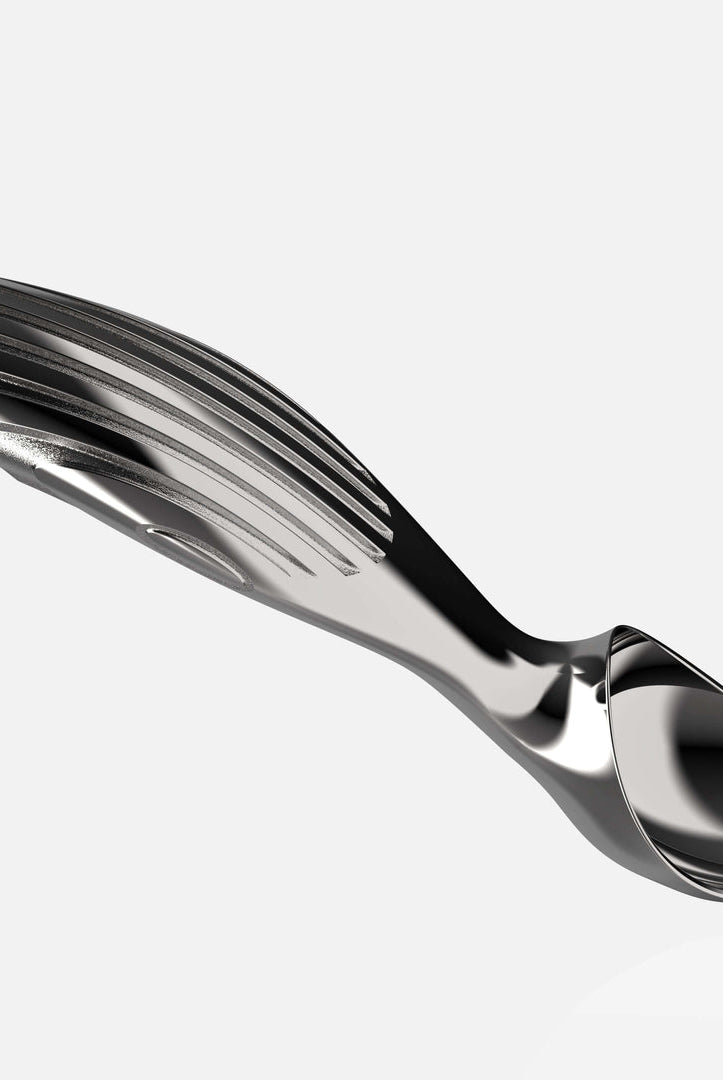 Queransicht des Eisportionierers SPOON aus Edelstahl, hergestellt von O-LYFE.