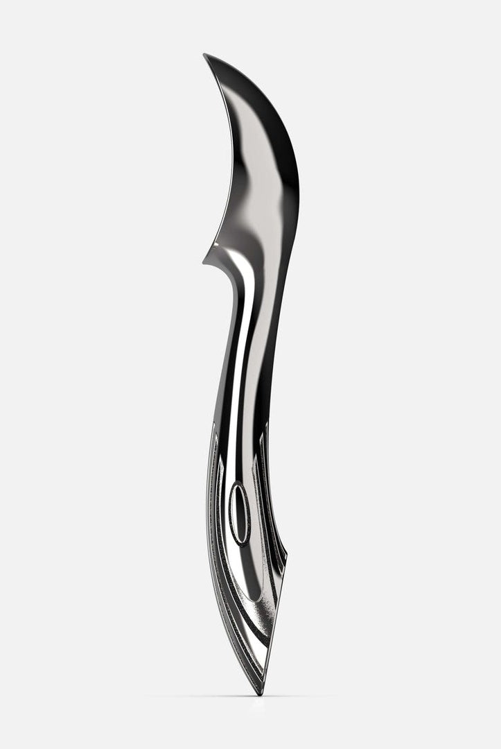 Seitenansicht links des Eisportionierers SPOON aus Edelstahl, hergestellt von O-LYFE.