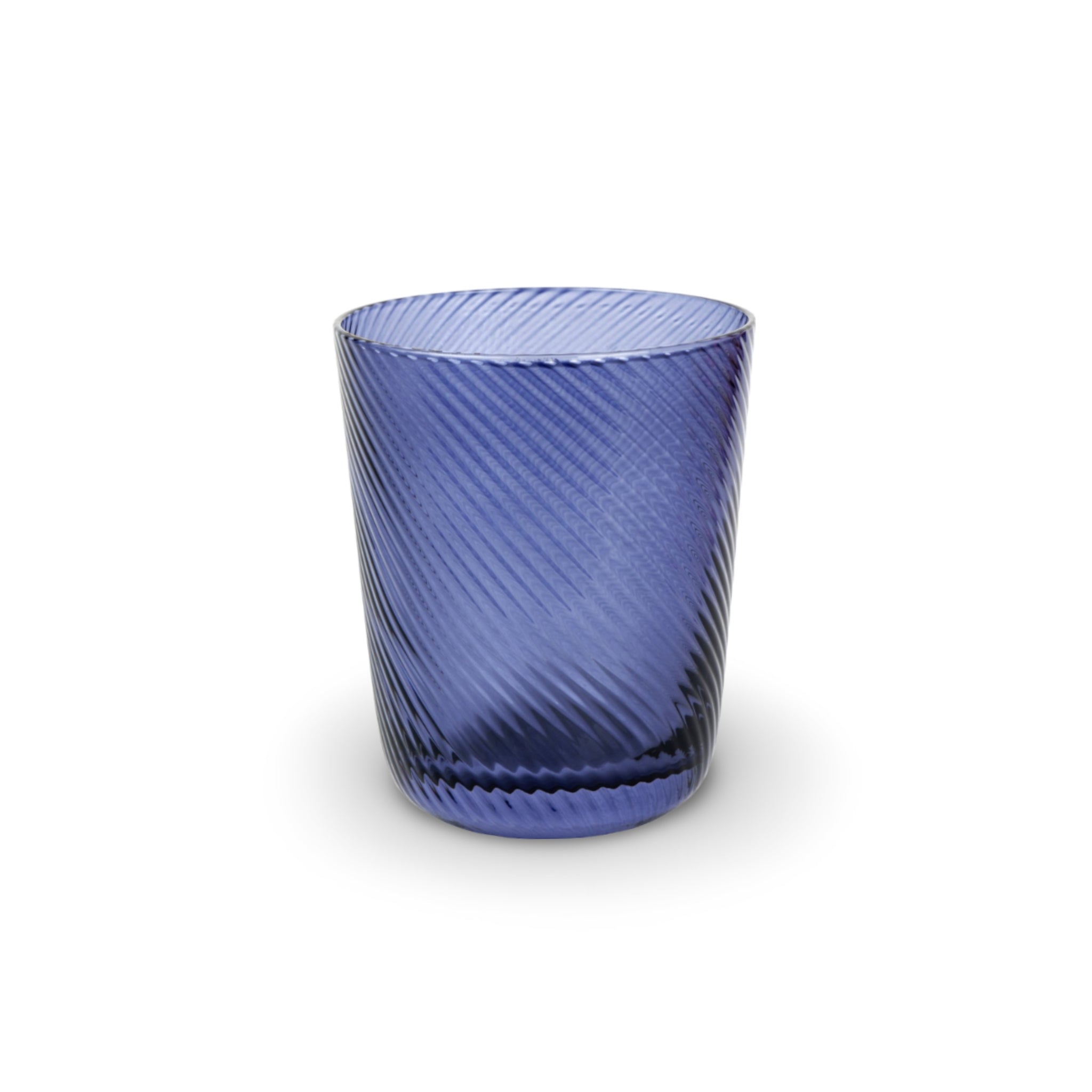 Trinkglas Korfu in Blaugrau, 400 ml, mit Rillenmuster, handgefertigt von Lambert