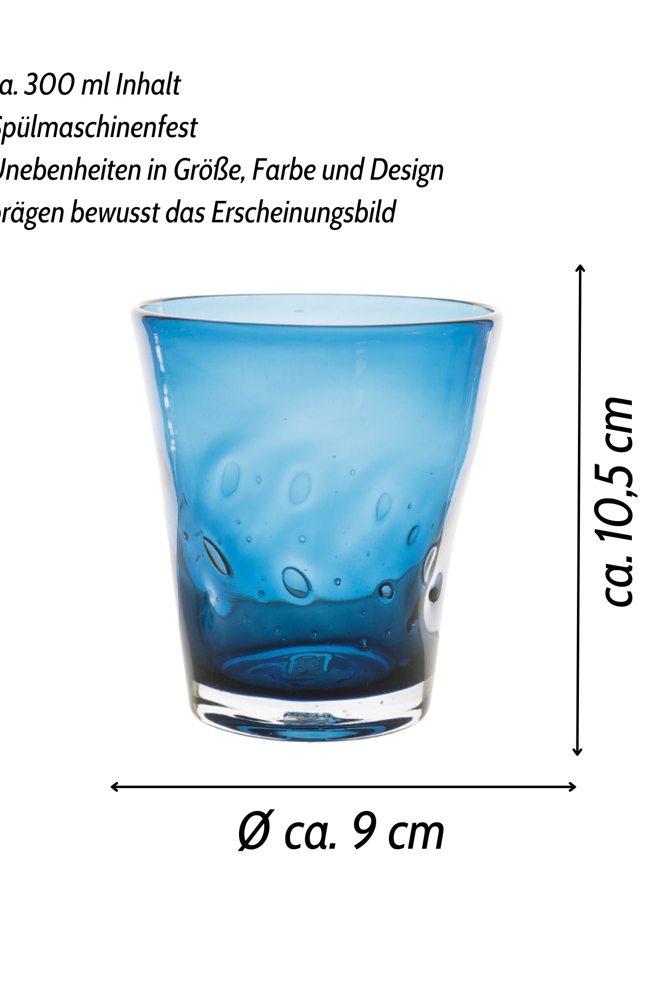 Größe Trinkglas Laguna Aqua von italB. in Zentimeter