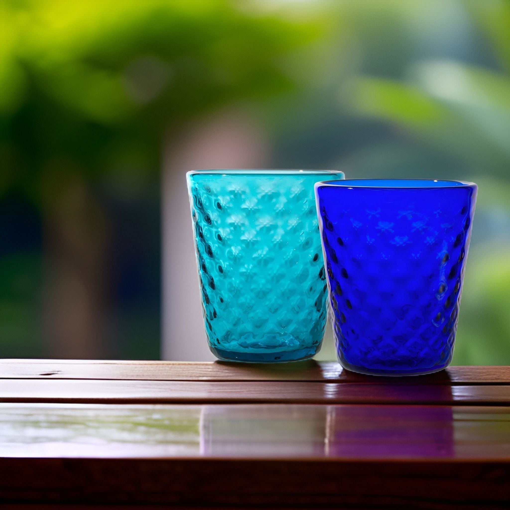 Zafferano Trinkgläser Balloton in Farben Türkis und Royalblau