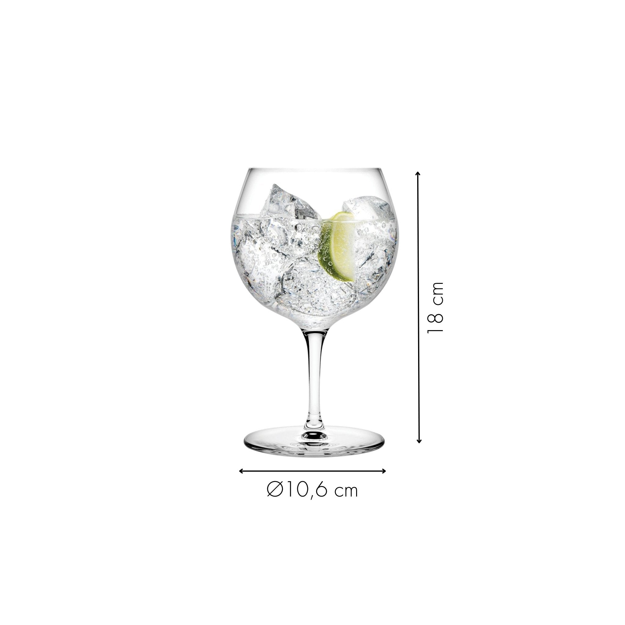 Gin Glas Durchmesser und Höhe in Centimeter
