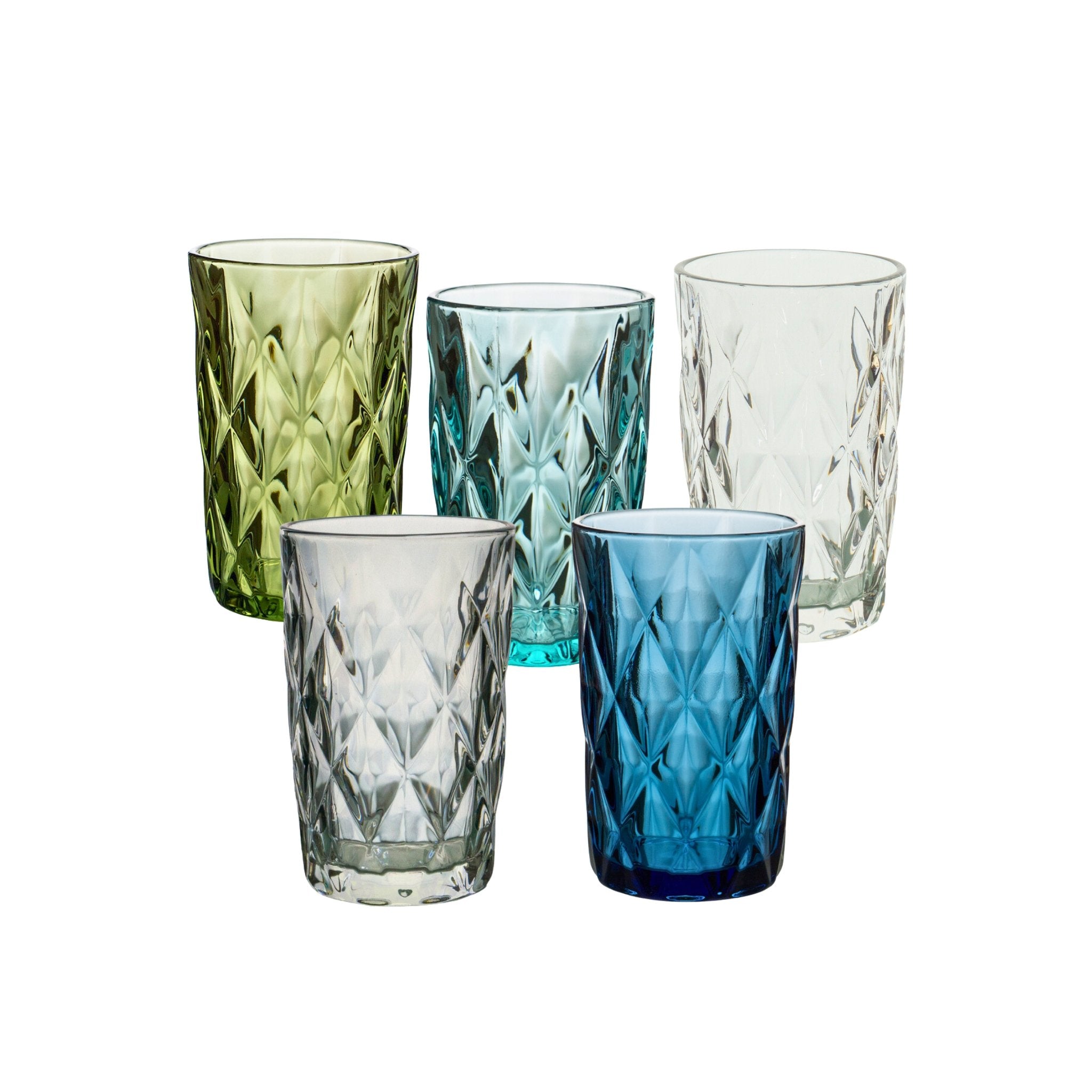 Bunte Longdrinkgläser Basic mit Rautenmuster von Werner Voß