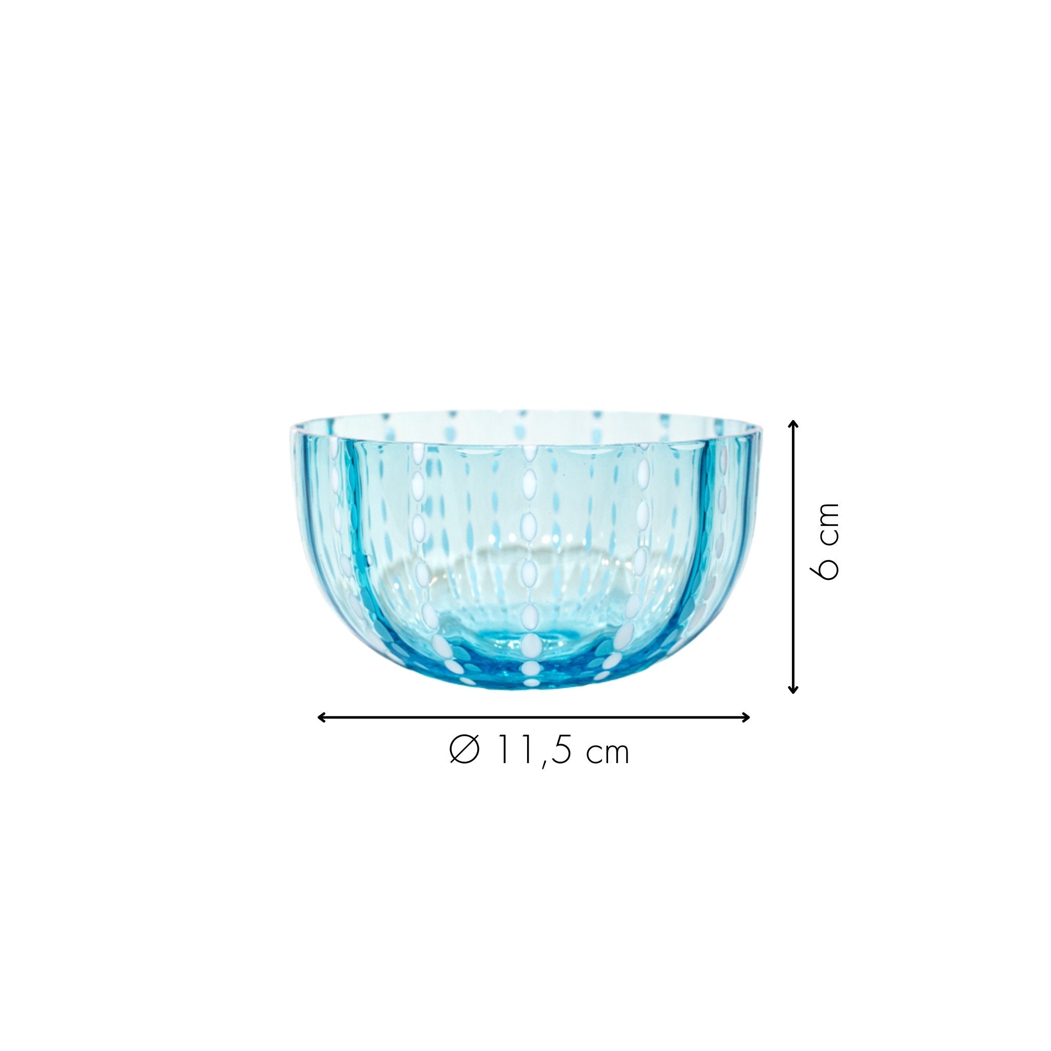Zafferano Schale Perle Höhe und Durchmesser in Zentimeter