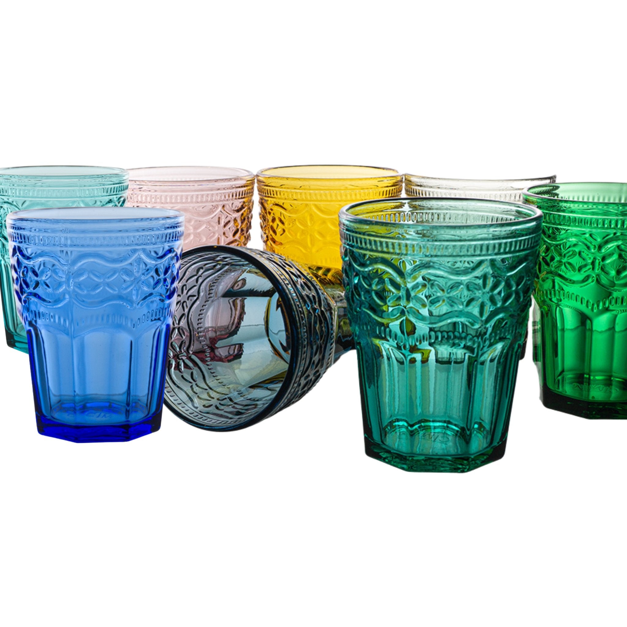 Bunte handgefertigte Trinkgläser Aqua Venezia mit Wellenmuster von italB.