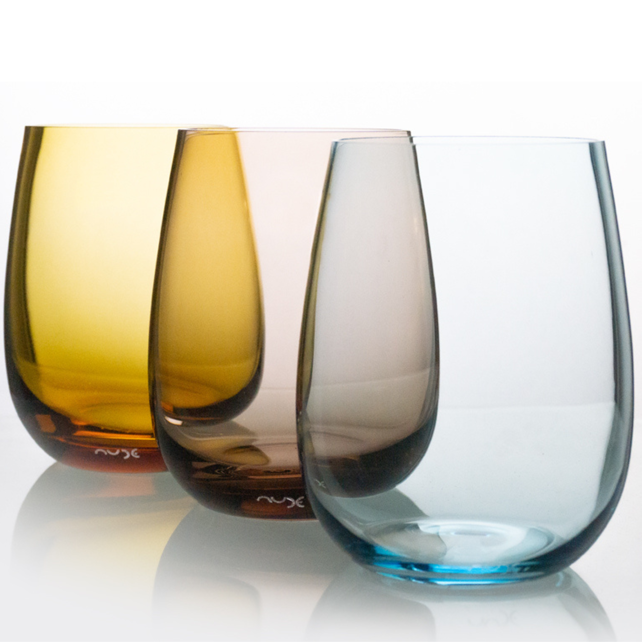 Trinkgläser in Farbe transparent, caramel, amber und aqua