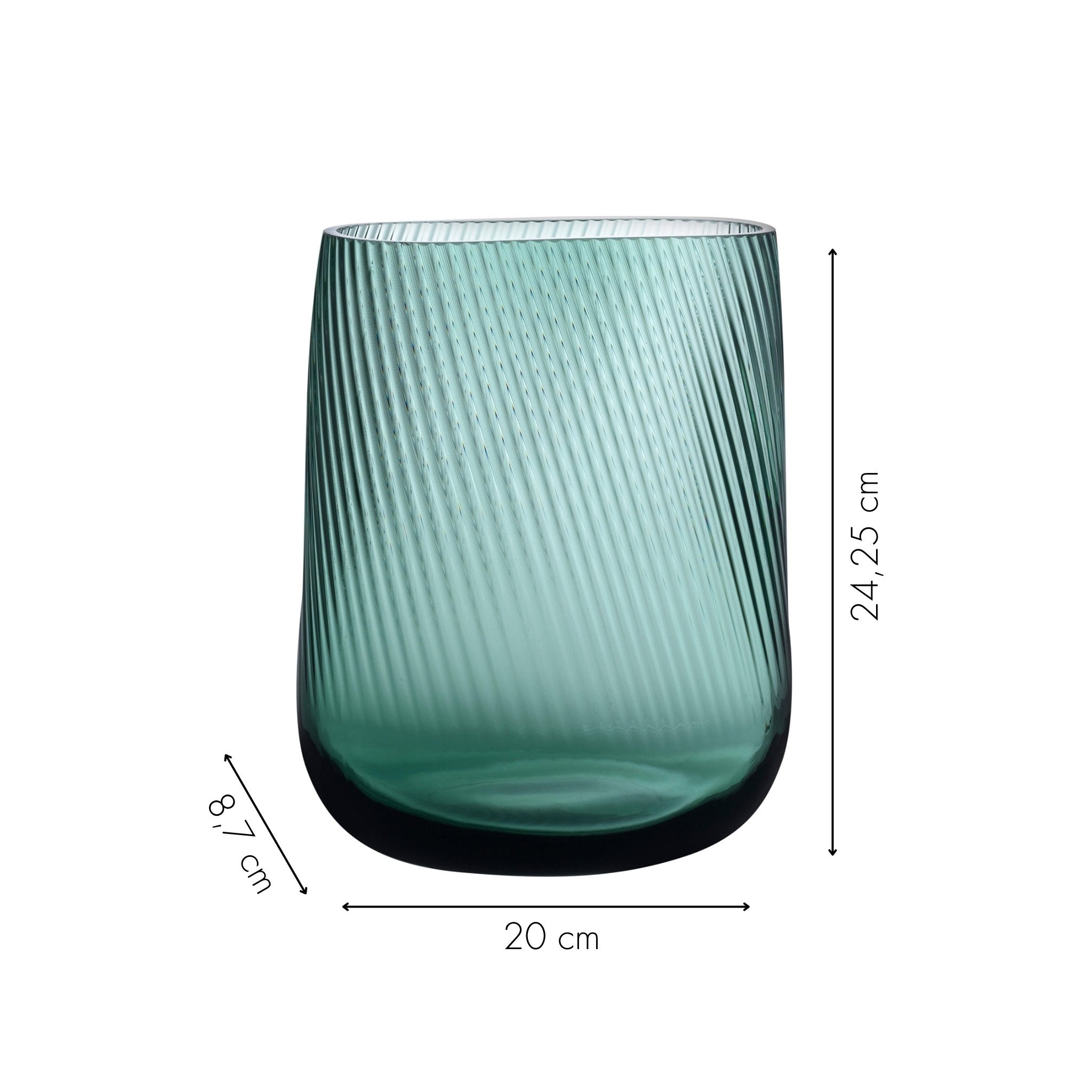 Vase Opti Höhe, Breite und Tiefe in Zentimeter von NUDE