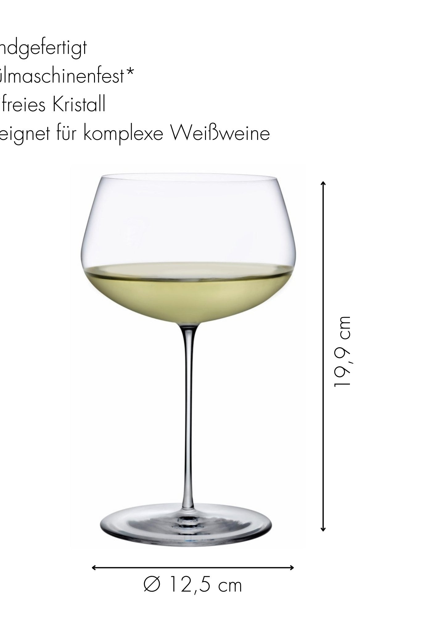 Weißweinglas transparent mit Maßangaben vom Weißweinglas