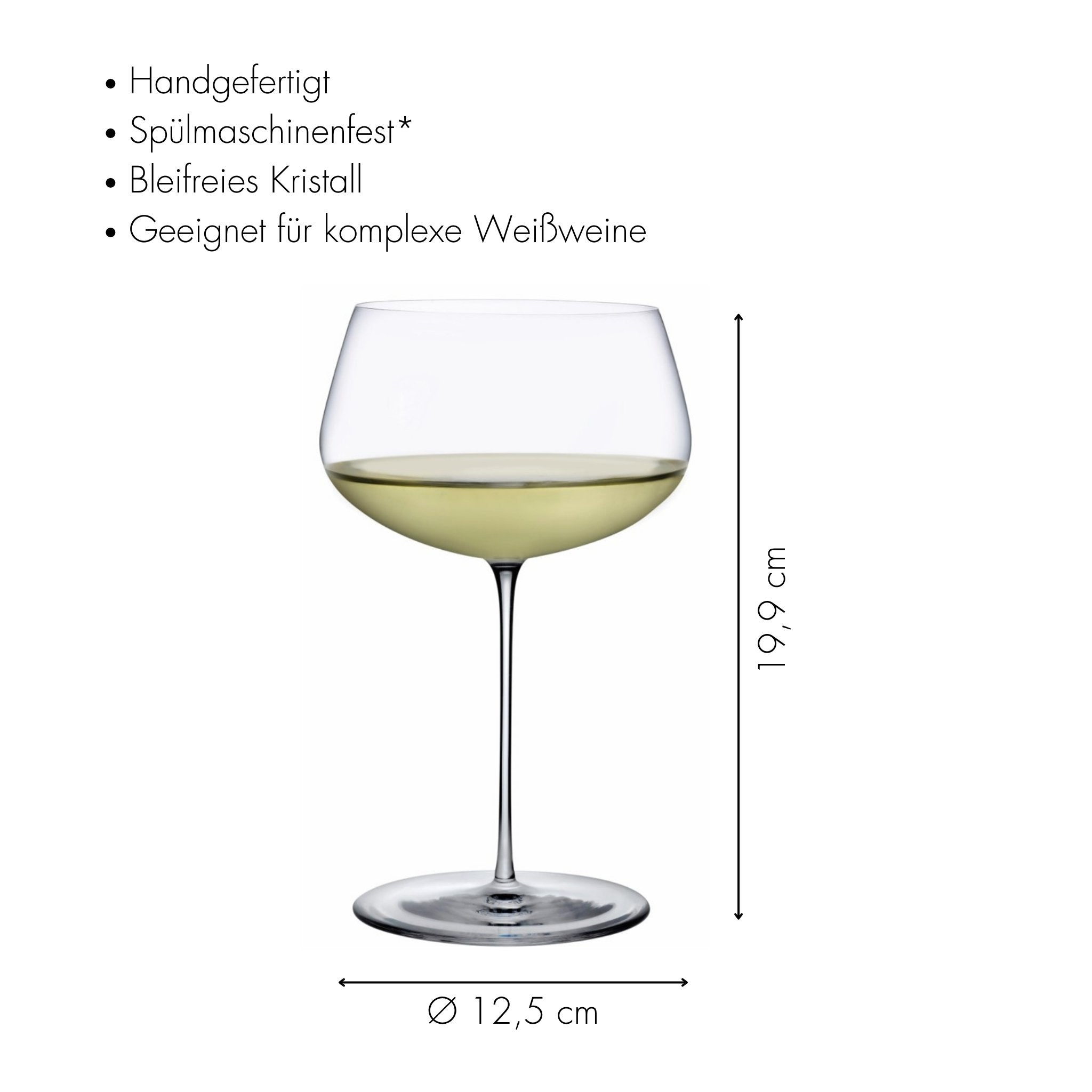 Weißweinglas transparent mit Maßangaben vom Weißweinglas