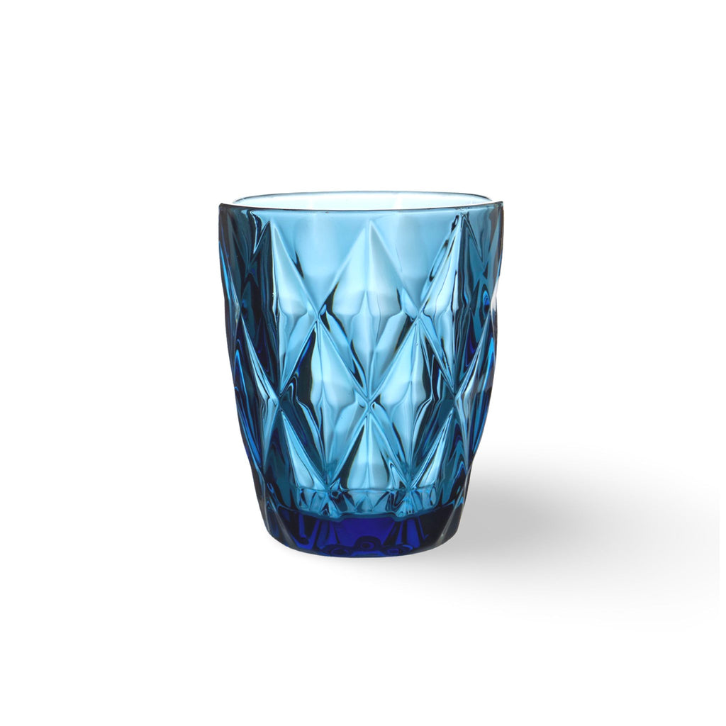 Blau Trinkglas, Wasserglas Basic mit Rautenmuster von Werner Voß