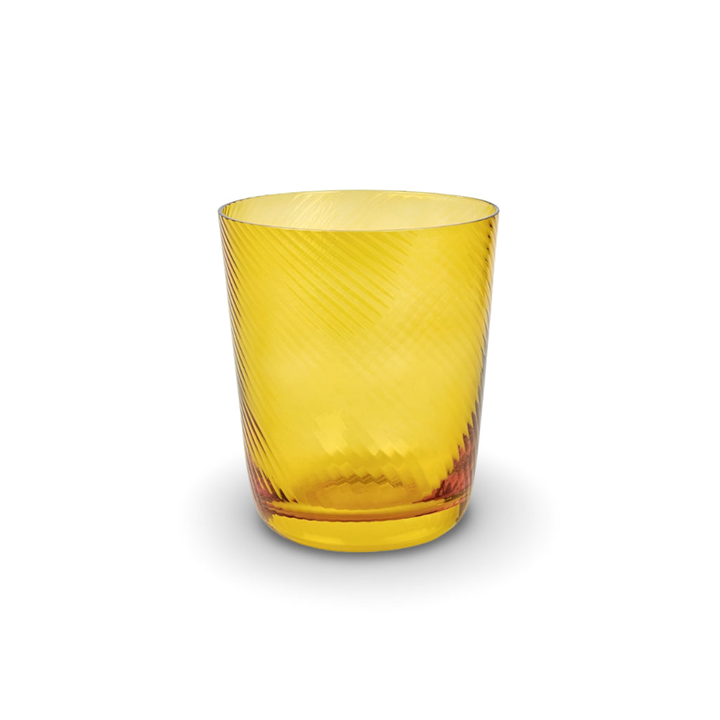 Trinkglas Korfu in amber, 400 ml, mit Rillenmuster, handgefertigt von Lambert.