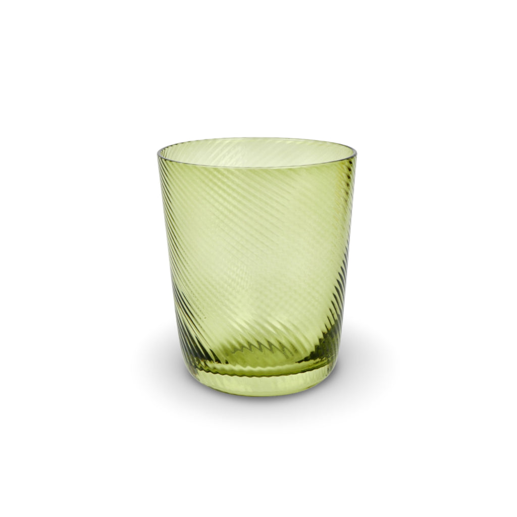 Trinkglas Korfu in grün, 400 ml, mit Rillenmuster, handgefertigt von Lambert.