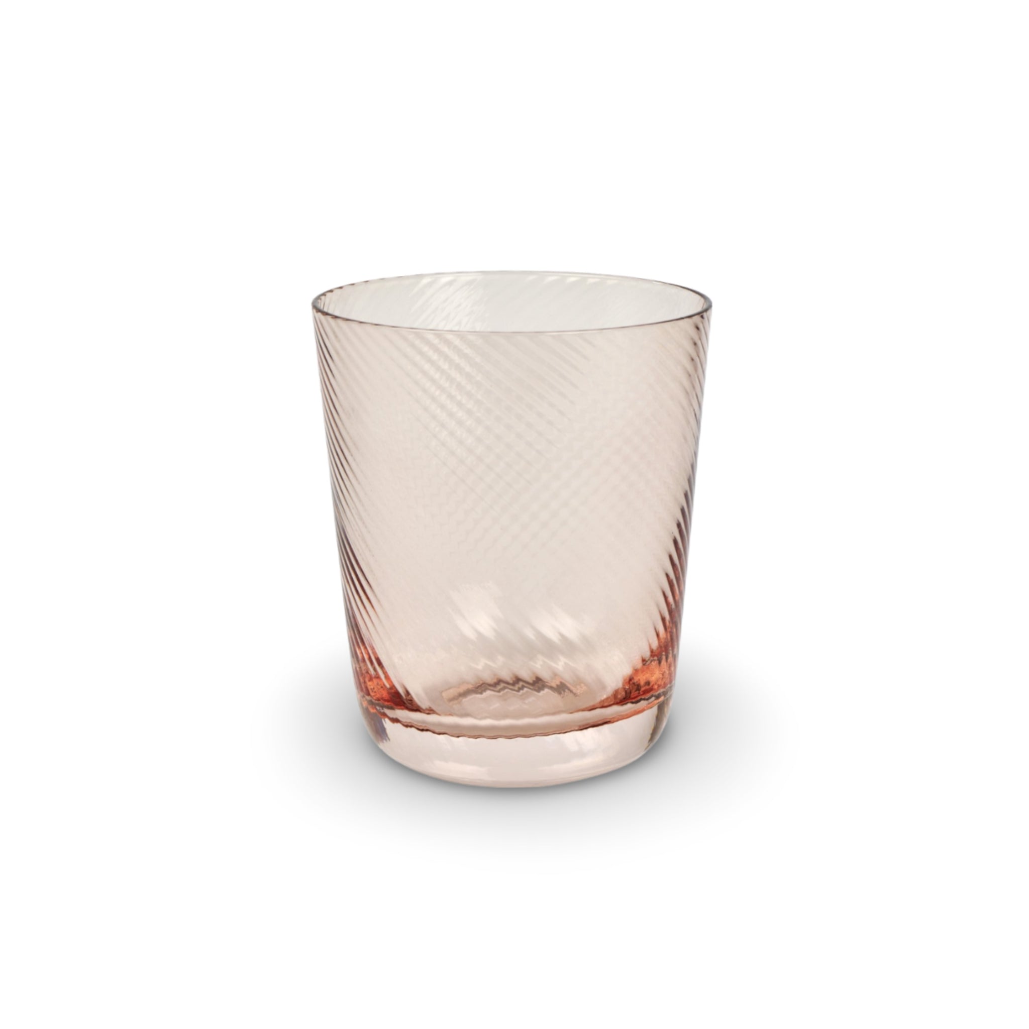 Trinkglas Korfu in zartrosa, 400 ml, mit Rillenmuster, handgefertigt von Lambert.