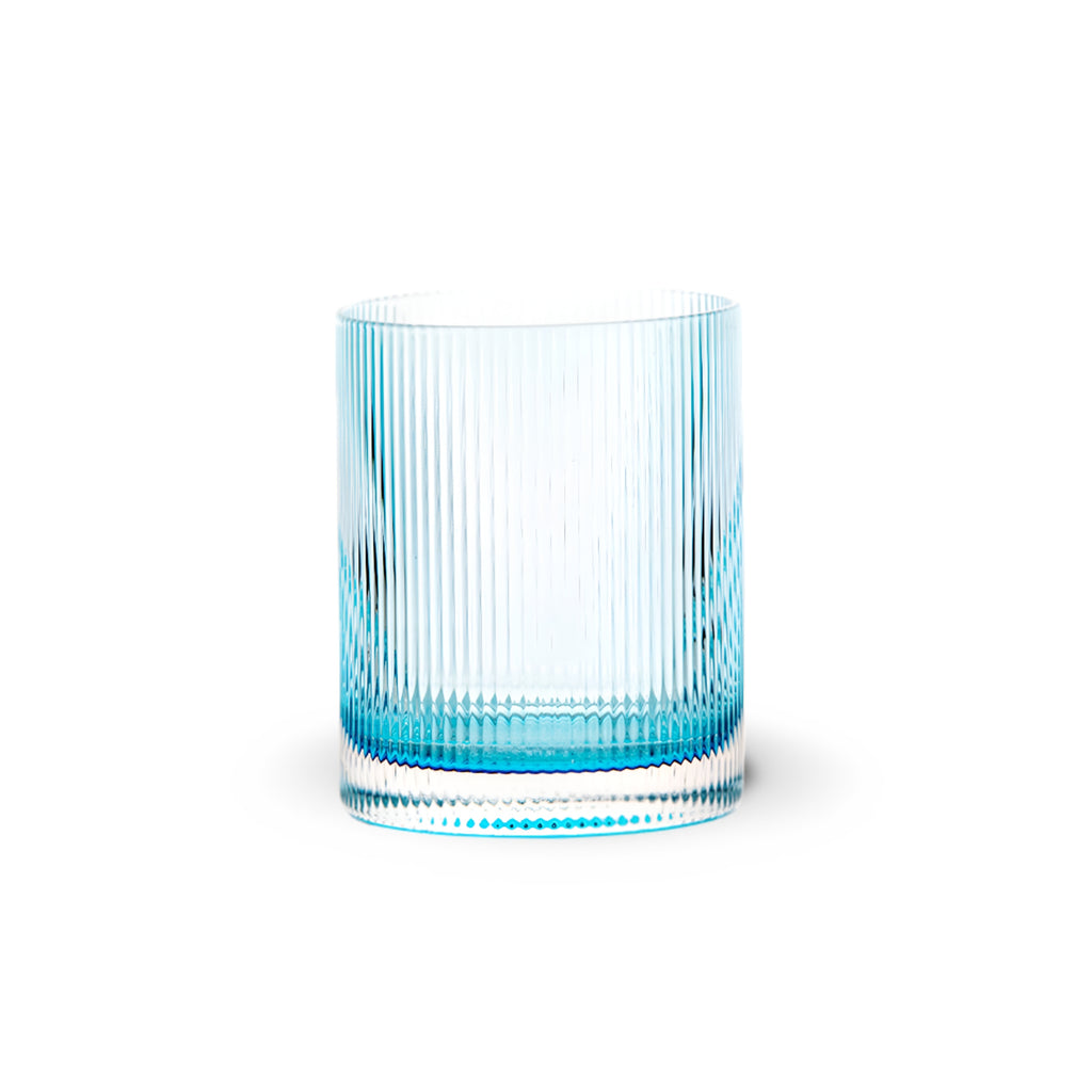 Himmelblaues Trinkglas Rigatino, 350 ml Tumbler, von Livellara.