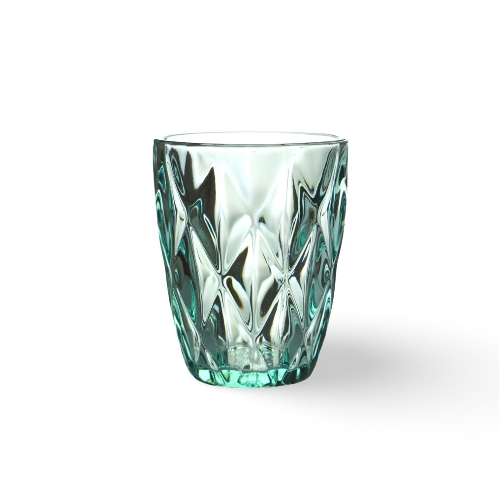 Türkis Trinkglas, Wasserglas Basic mit Rautenmuster von Werner Voß