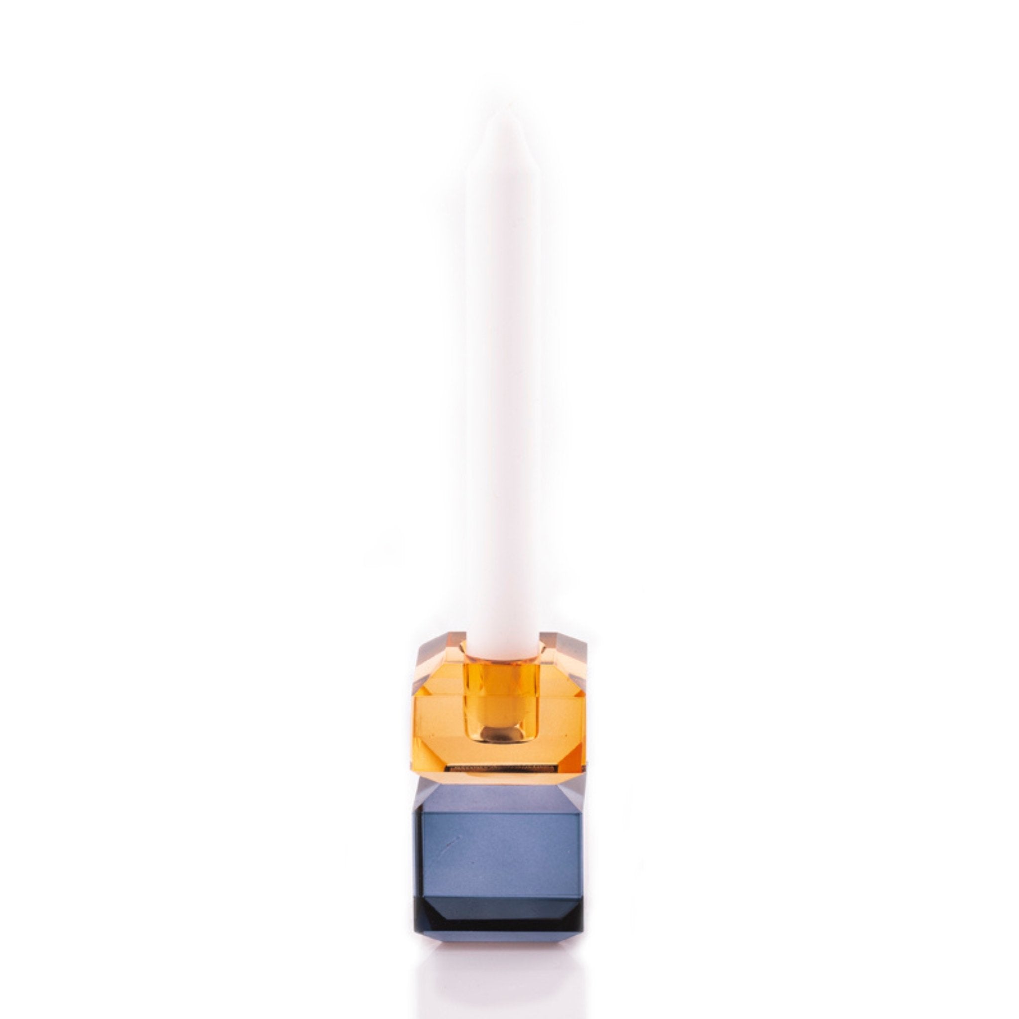 Kerzenhalter aus orangen und schwarzen Kristallglas