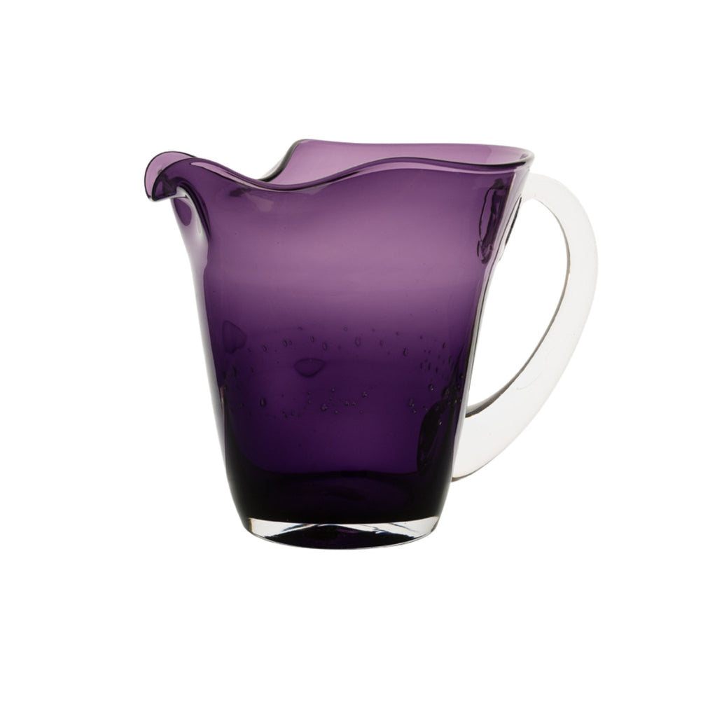 Krug in Farbe violett mit transparentem Griff