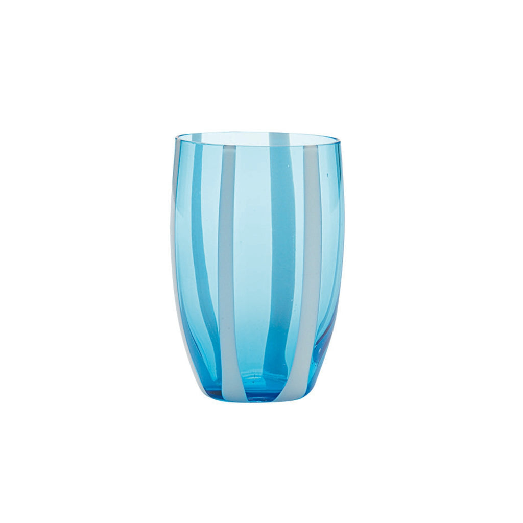 Trinkglas Farbe aqua mit weißen Streifen