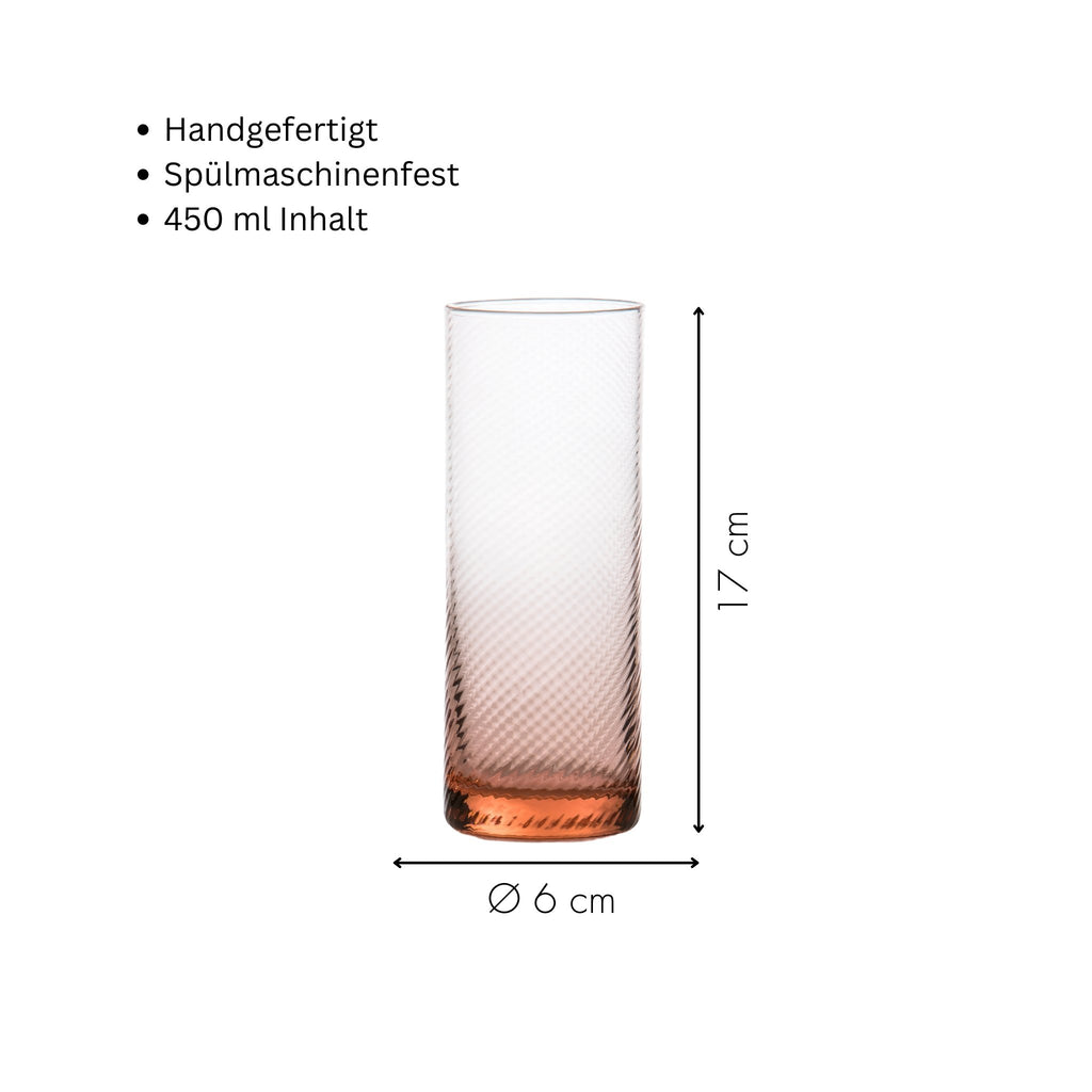 Wasserglas Gritti mit Torsé-Muster von VGnewtrend Höhe und Durchmesser in Zentimeter