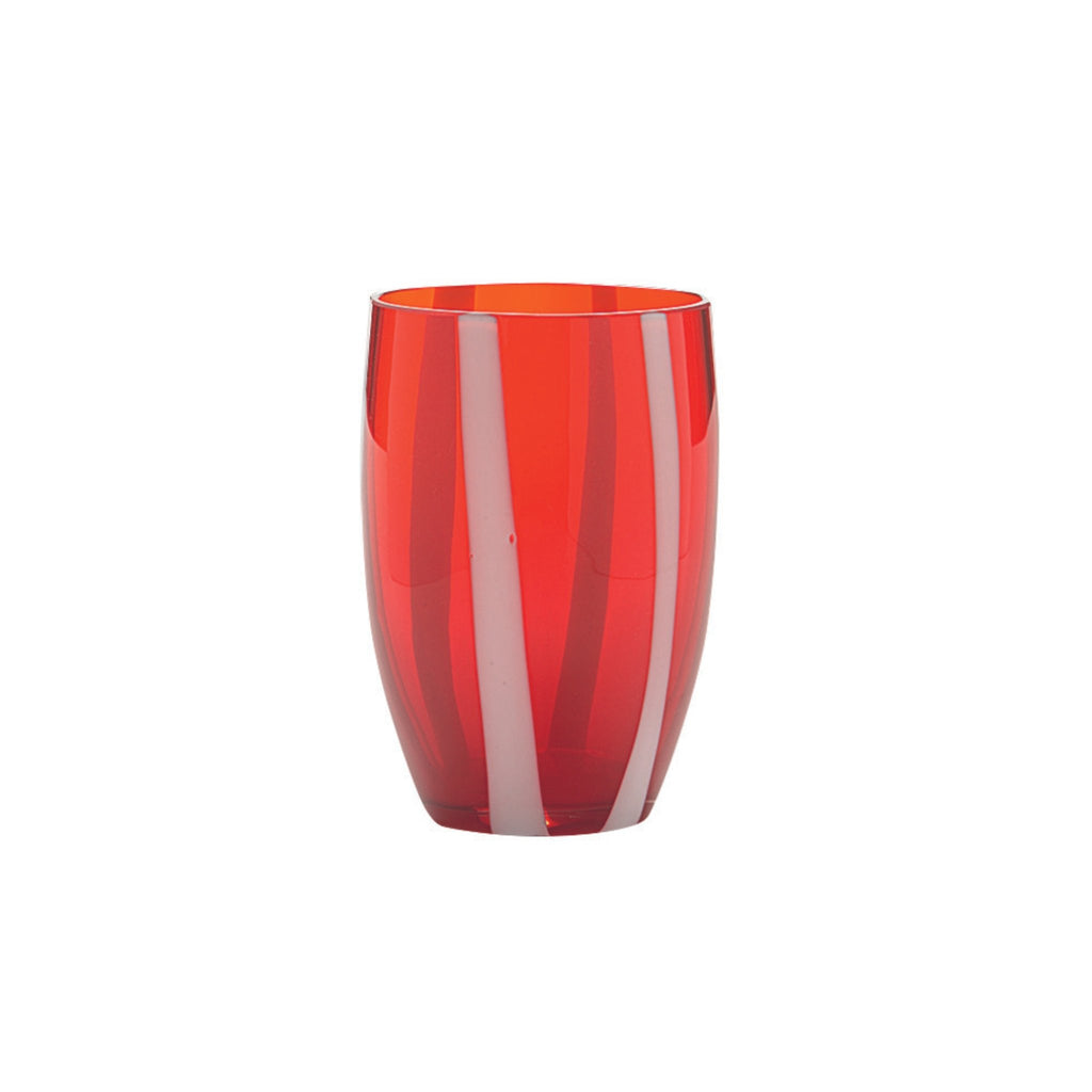Trinkglas Farbe rot mit weißen Streifen