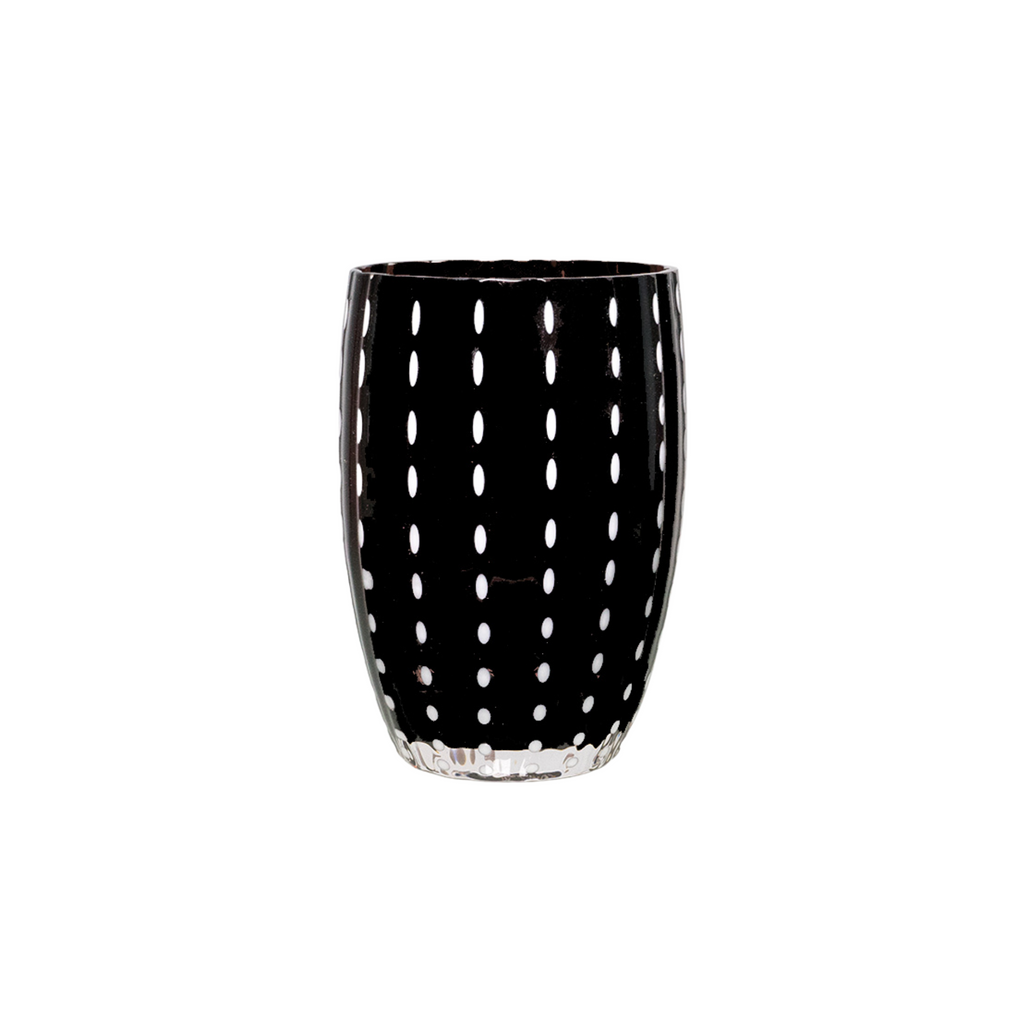 Trinkglas mit weißen Perlen in der Farbe schwarz