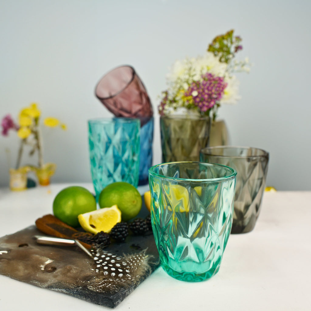 Wasserglas Basic mit Rautenmuster - Murano Shop