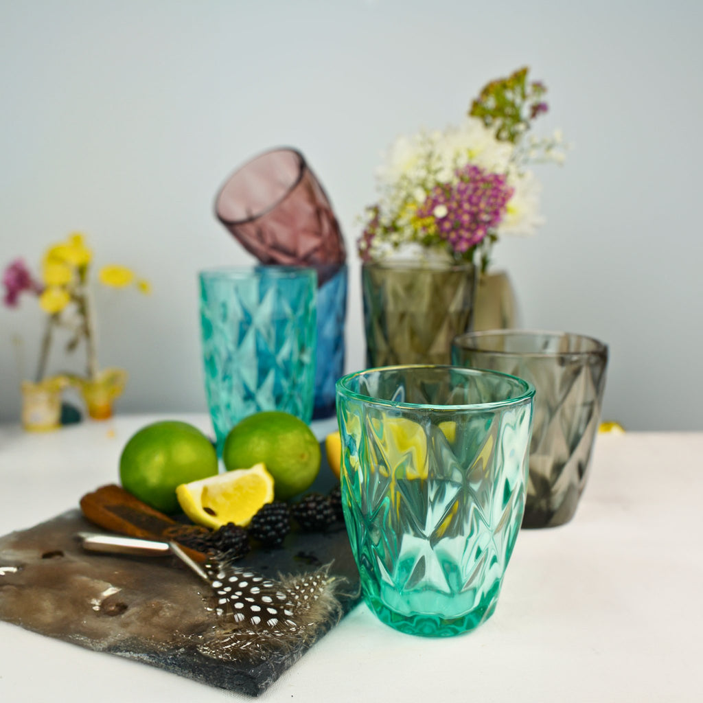 Wasserglas Basic mit Rautenmuster - Shop Murano