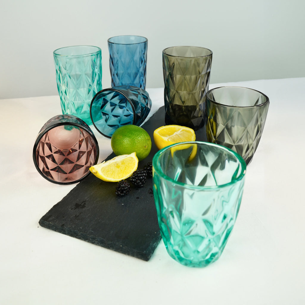 Wasserglas Basic mit Rautenmuster - Murano Shop