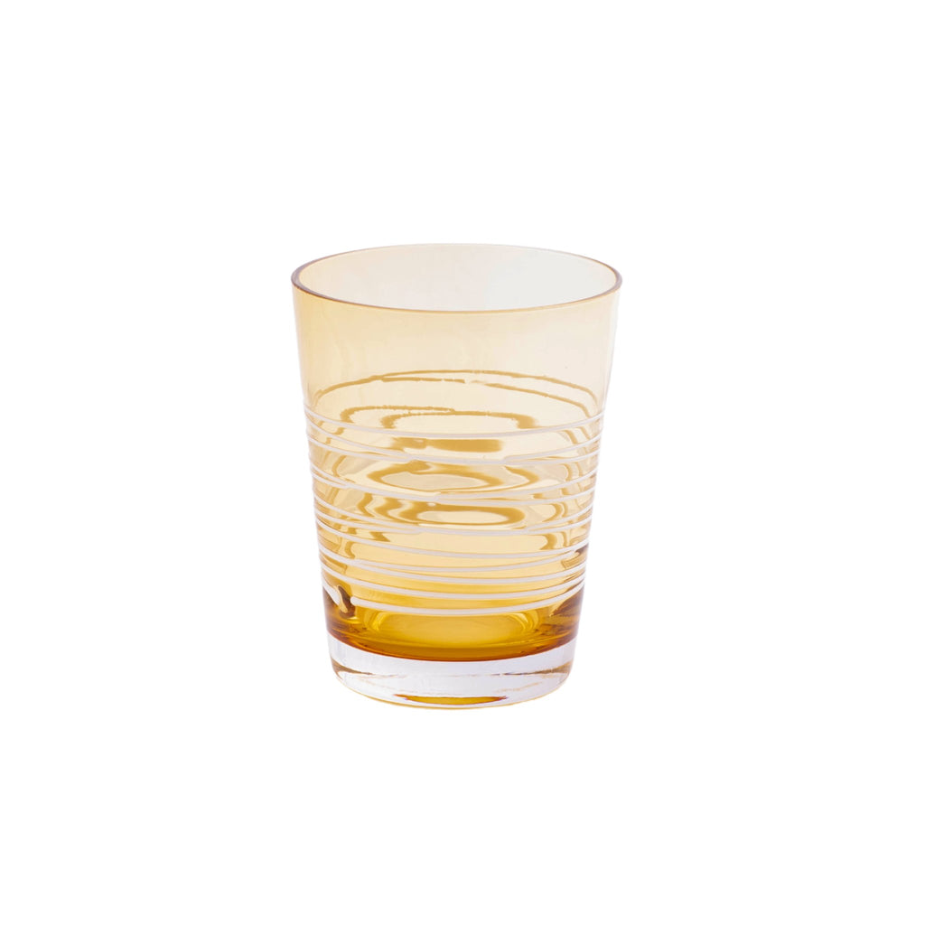 Zafferano Trinkglas Filante amber mit feinem weißem Fadenmuster