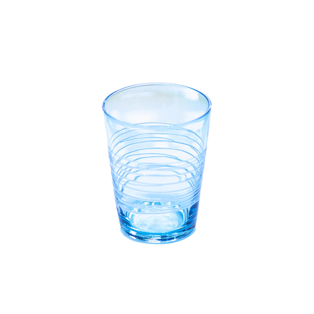 Zafferano Trinkglas Filante aqua mit feinem weißem Fadenmuster